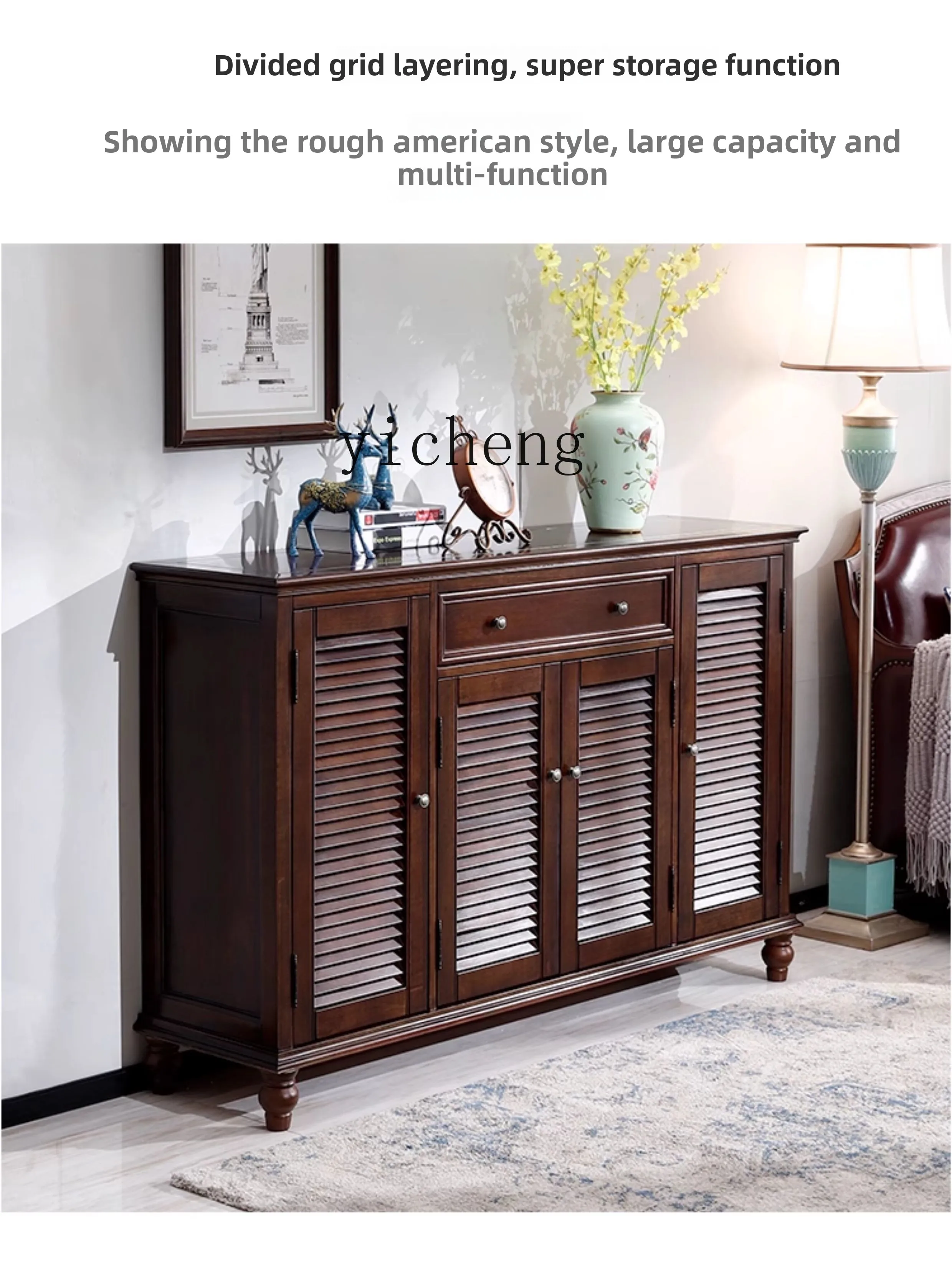 

LX shoe cabinet solid wood simple modern home foyer cabinet multi-function opposite door large capacity
