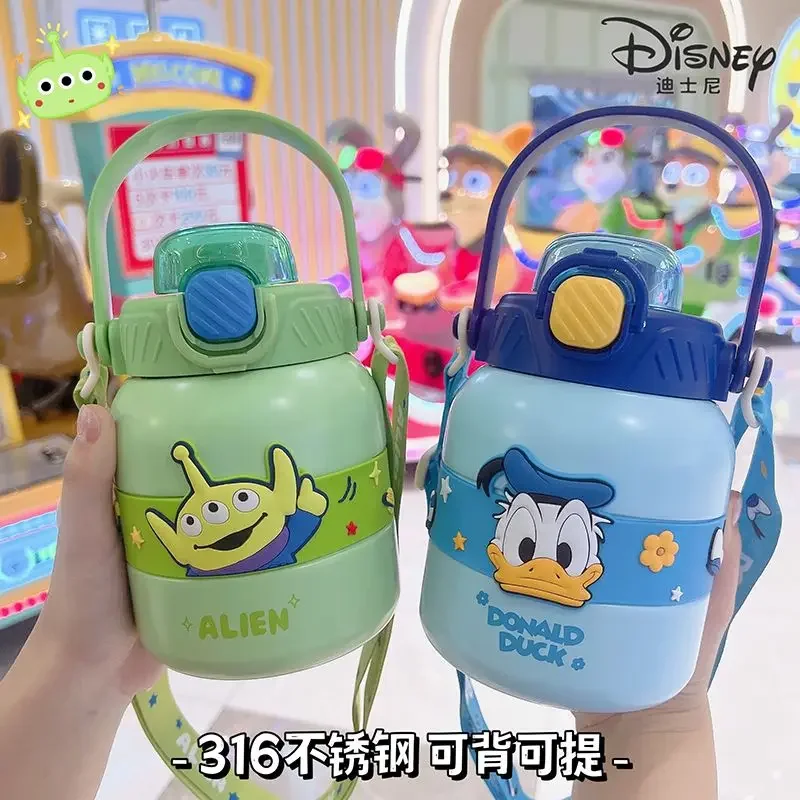 Disney Buzz Lightyear Cute Children Outdoor School Sports Portable Double Drink Large Capacity Cartoon Water Bottle Thermos Cup