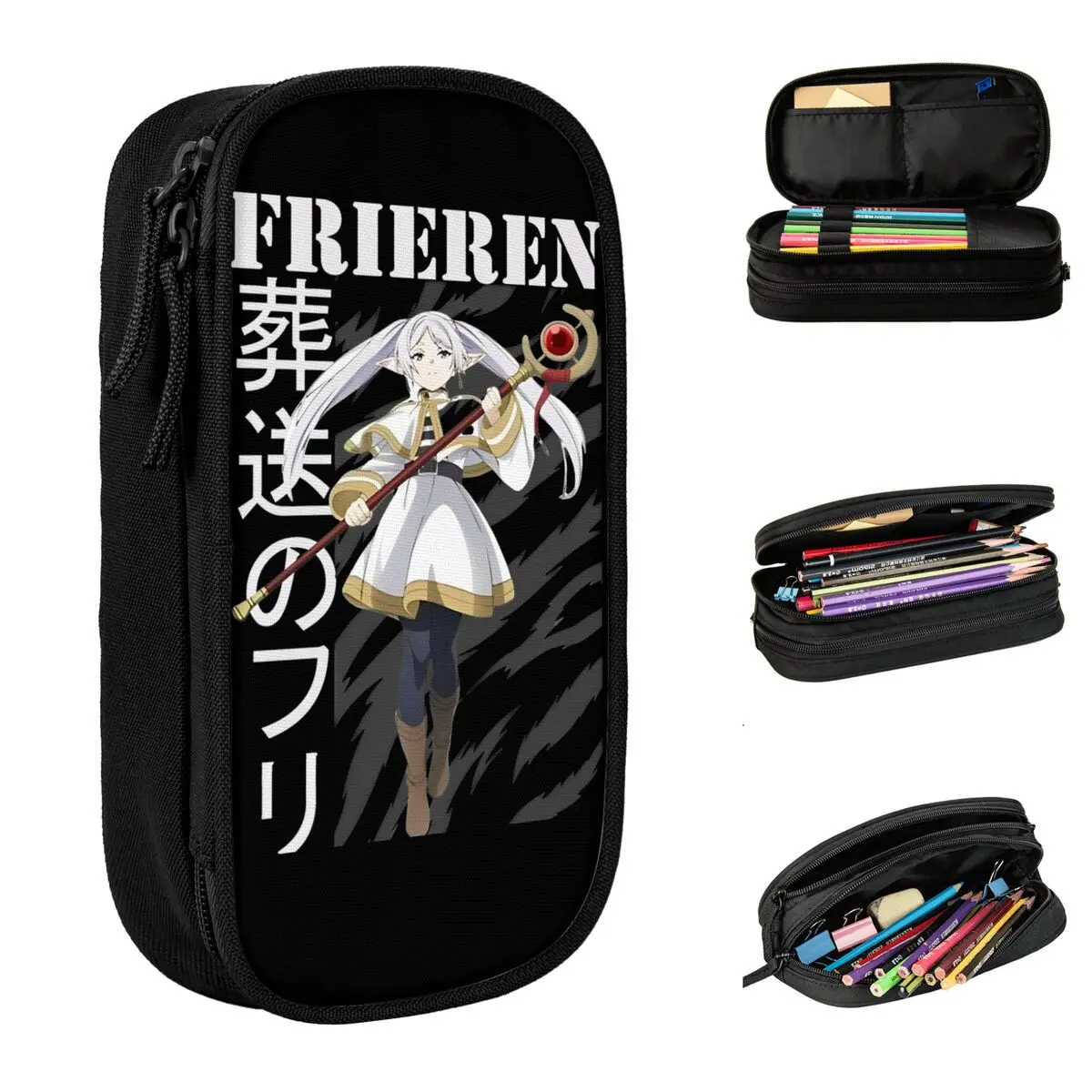 Sousou No Frieren Pencil Case Frieren Beyond Journey's End Pen Bag Student Large Storage School Supplies Gift Pencilcases