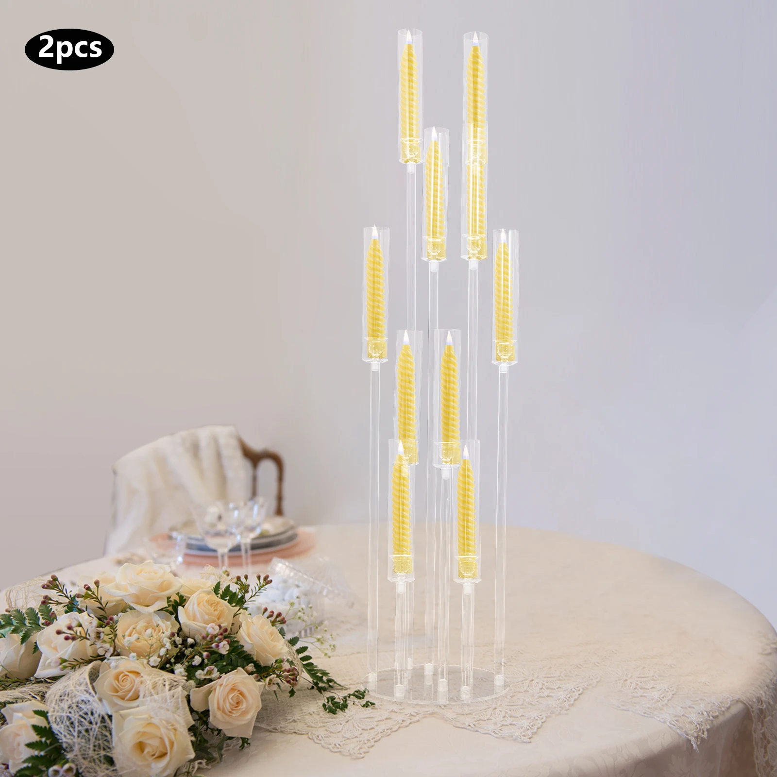 

128x28x28 2PCS Wedding Round Acrylic Candlestick Home Decoration Banquet Hall Celebration Table