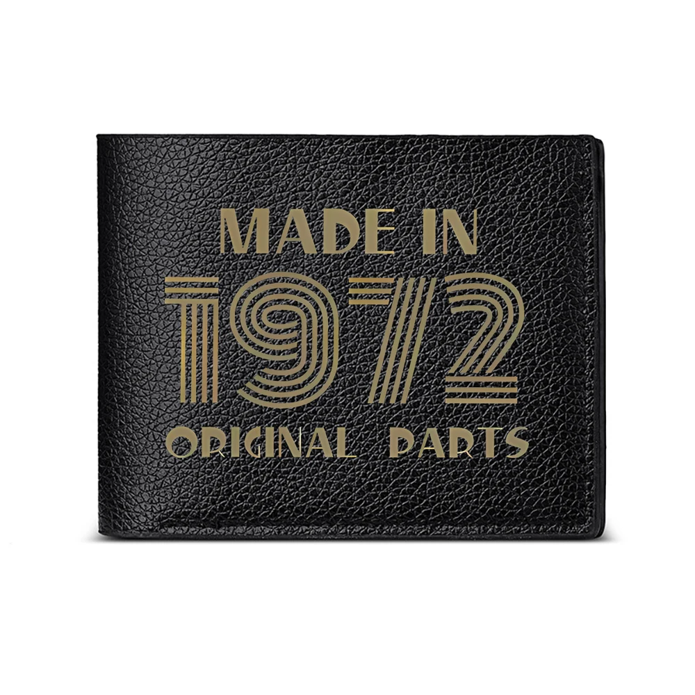Made In 1972 Original Parts Men's Wallet Card Holder Casual Business Fashion Print Design