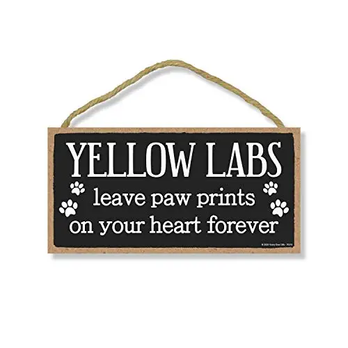 Honey Dew Gifts Yellow Labs Leave Paw Prints, Wooden Pet Memorial Home Decor, Decorative Dog Bereavement Wall Sign, 