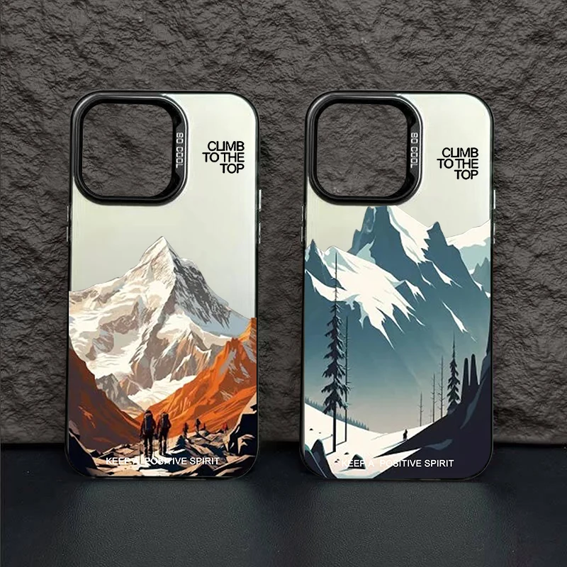 Divertida funda de teléfono de avión Mountain Peak para IPhone 16 14 15 11 12 13 Pro Max 12 13 Mini 16 Plus a prueba de golpes puesta de sol IMD