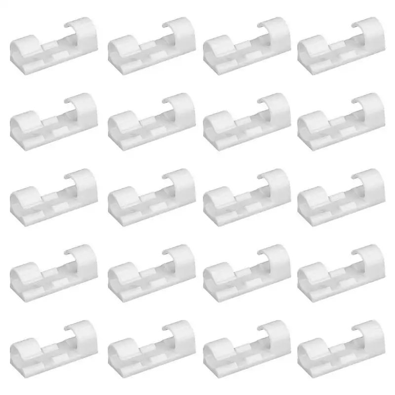 Adhesive Cable Clips 20pcs/set Sticky Cable Management Clips Wall Cord Clips For Speaker Wires USB Charging Cables Ethernet