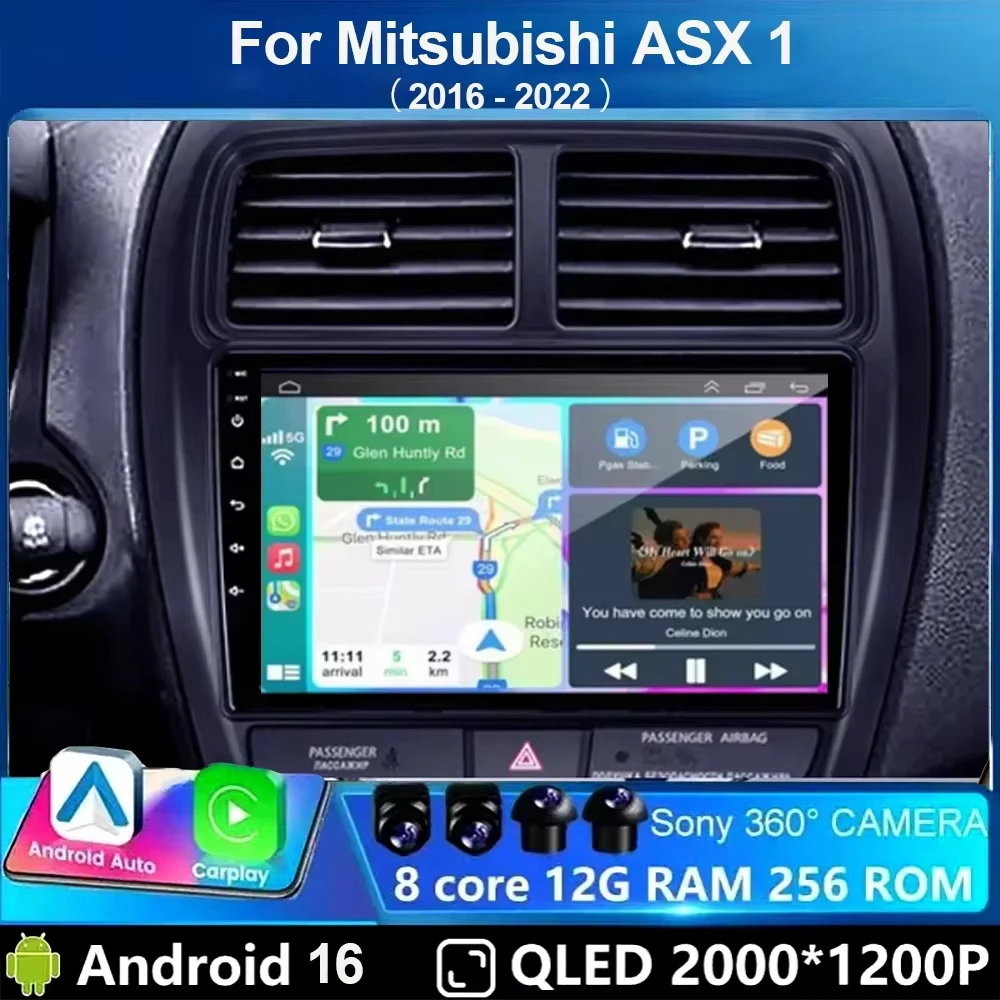 Android 16 Car Radio for Mitsubishi ASX 1 2016 2017 2018 2019 2020-2022 Multimedia Video Player GPS Navigatio Carplay Stereo 4G