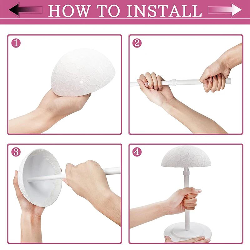 1PC Adjustable Height Wig Stand Unisex Adult Lace Hat Display Plastic Wig Head Holder Portable Durable With Styling_voghion.com