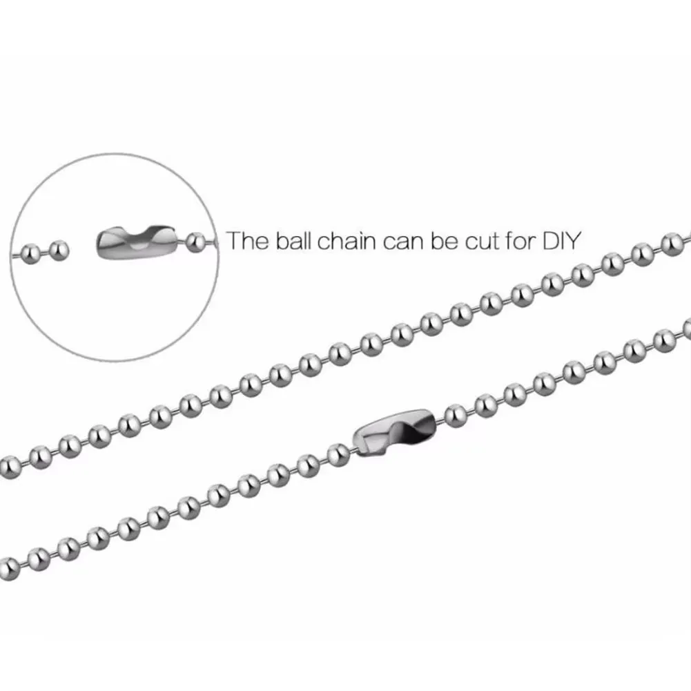 100 PCS Of 10CM Metal Chains Personalized Stainless steel Ball Chains Dog Tag Necklace Accessories Keychain Accessories Pet