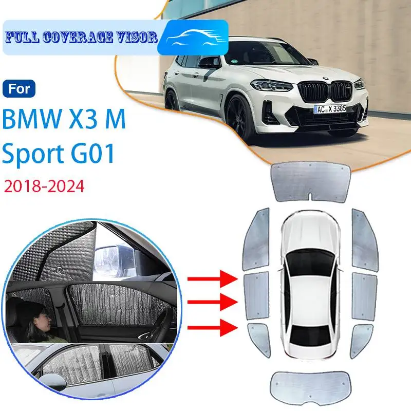 

For BMW X3 M Sport G01 2018~2024 2022 2023 Car Full Coverage Sun Visor Sun Protection Windshield Car Side Window Cooling Visor