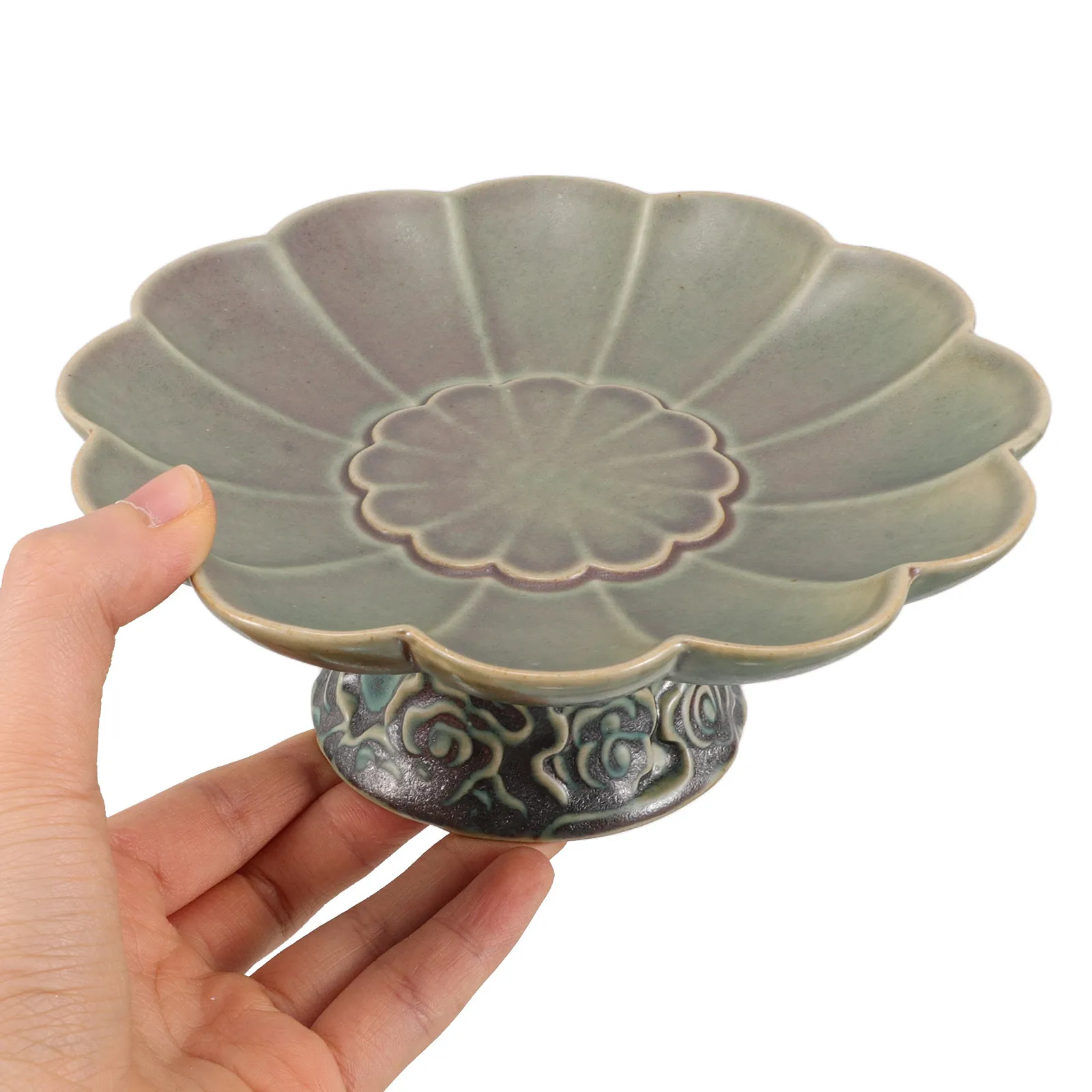 Ceramic Candy Dish Bowl for Keys Table Decor – Footed Entryway Home Decorative Pedestal Dish