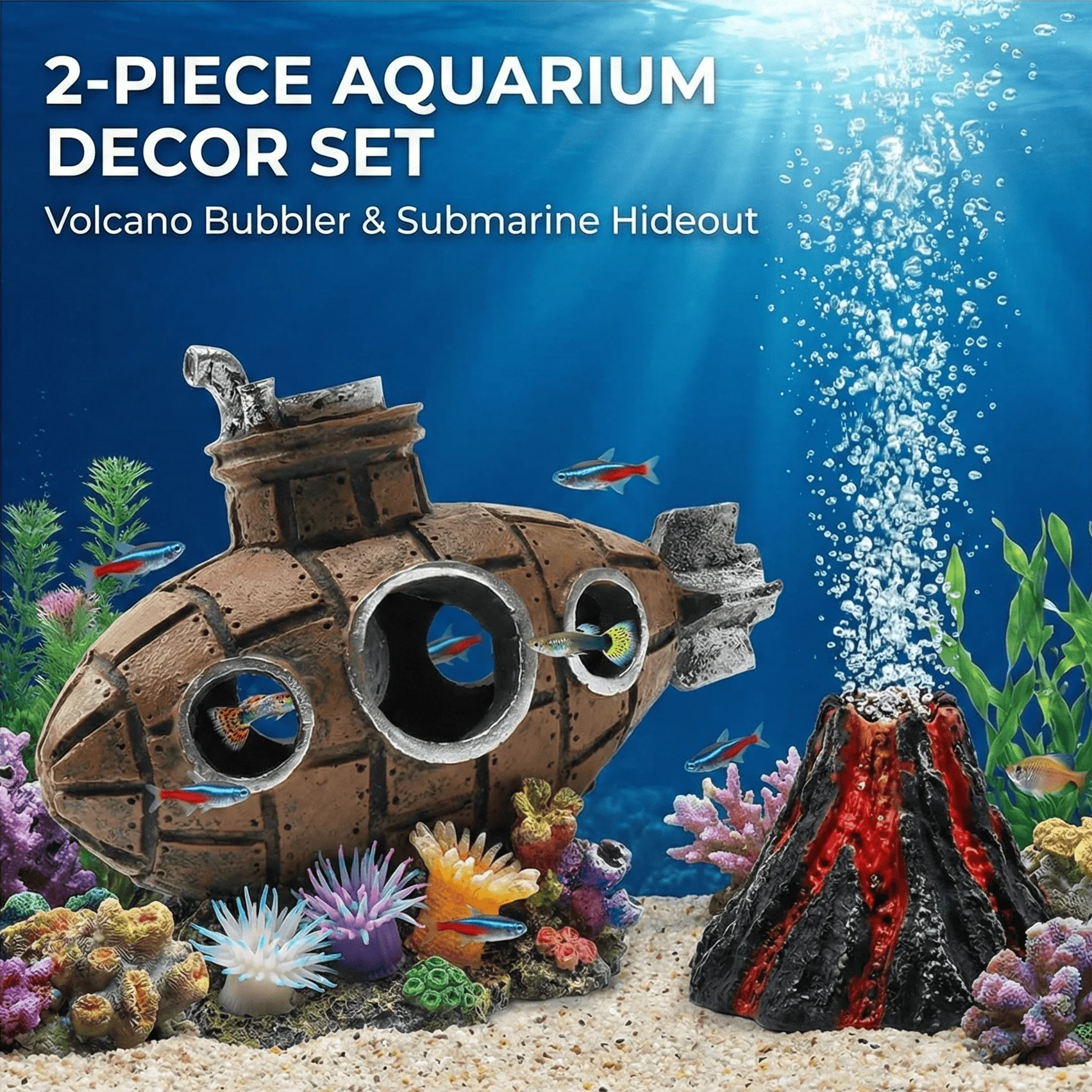betta fish tank accessory submarine HyzaPhix Resin Hollow Decorations Aquarium Shrimp Hideout Aquarium Ornament Hiding Cave Shelter for Shrimp Lizards Hideaway Decor (Submarine) : Pet Supplies Made of material to look extremely beautiful and elegant. HyzaPhix Resin Hollow Submarine Fish
