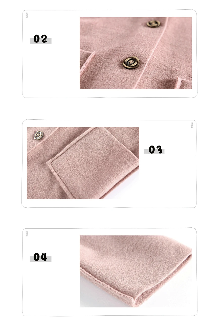 Kinder Winter Wolle Mischung Mäntel Vintage Mode Teen Mädchen beige lange Jacken warme Oberbekleidung dicke Jacke Kind 7 8 10 12 Jahre alt – Detail 8
