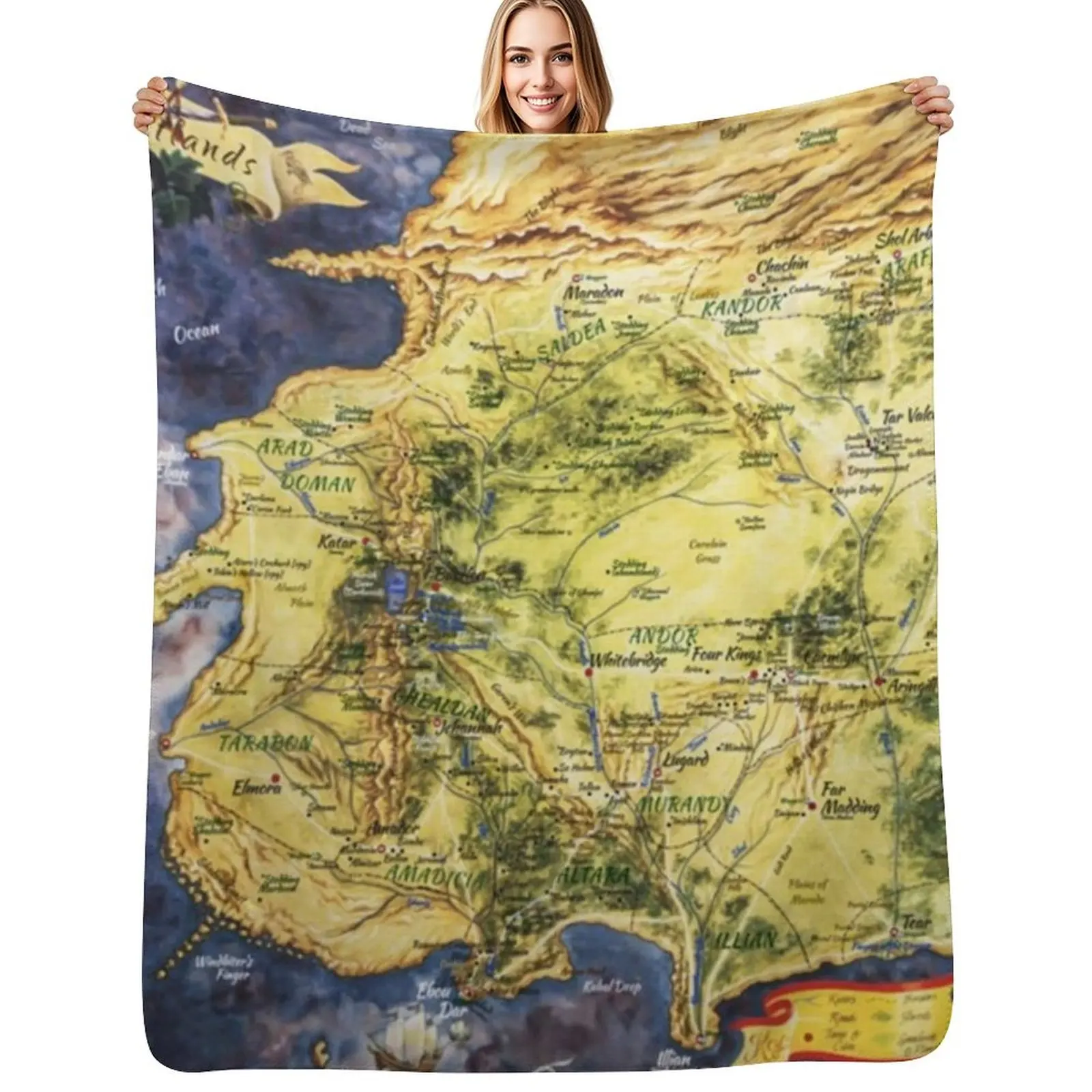Fantasy Wheel of Time Map Throw Blanket Outdoor Soft Blanket for Picnic Beach Camping