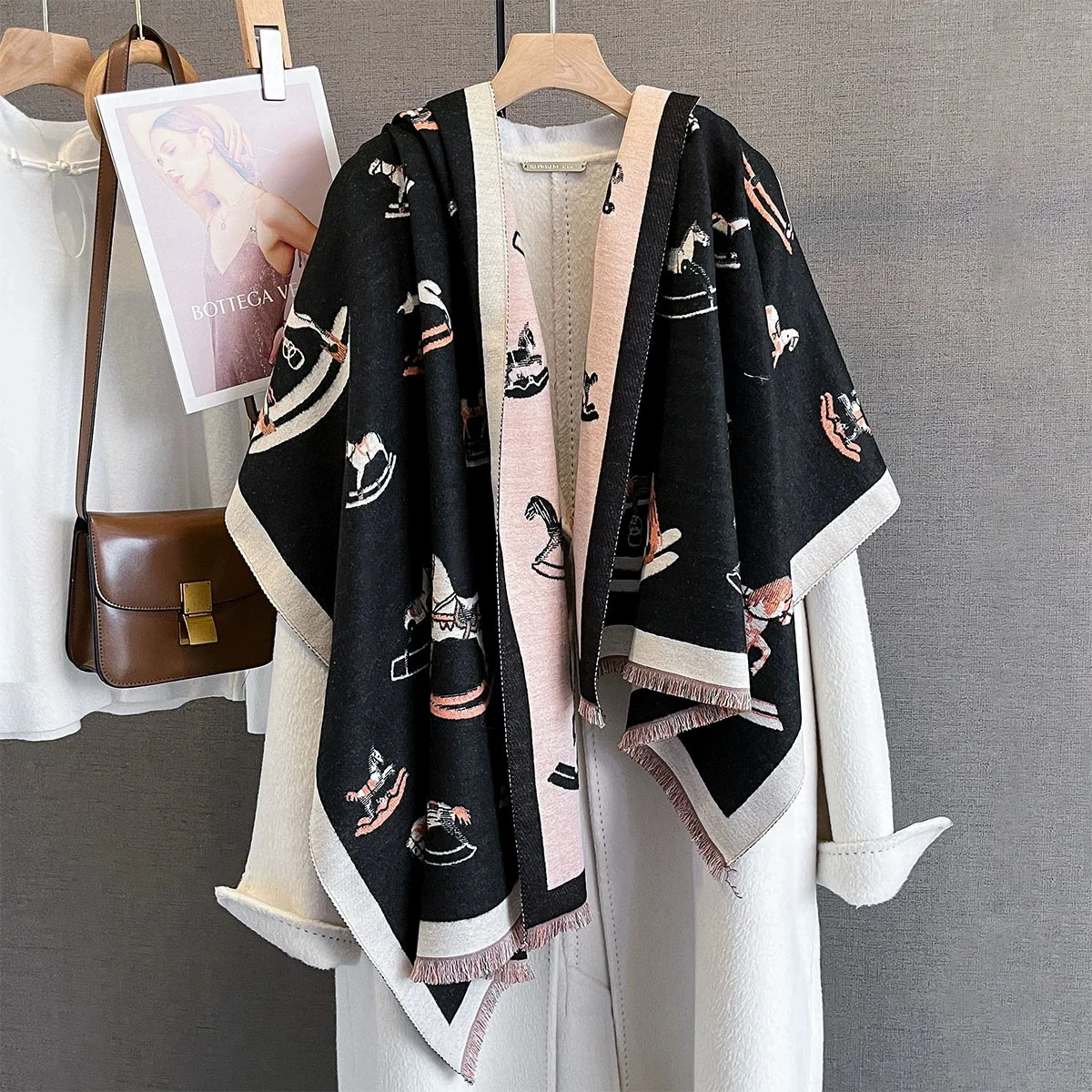 

Модное теплое пончо, имитация кашемира, зимние женские шарфы, шаль, женское толстое одеяло из пашмины, Bufanda Echarpe Scraf