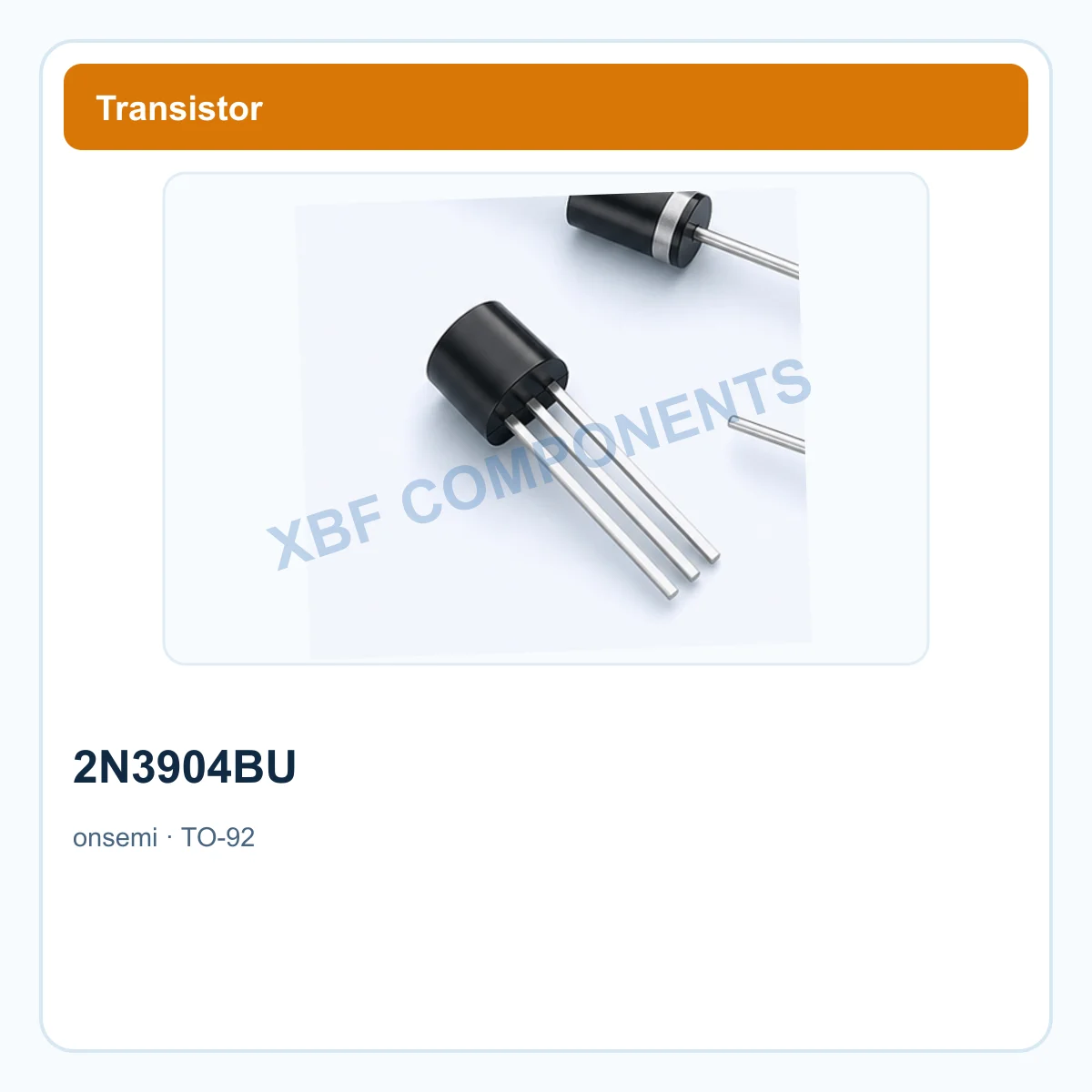 onsemi 2N3904BU Discrete Semiconductor NPN transistor, 40 V, 200 mA, 625 mW TO-92