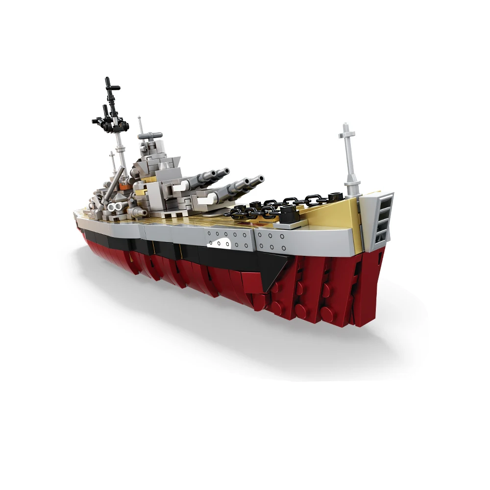 الحرب العالمية 2 WW2 جنود الجيش العسكريين KMS بسمارك سفينة حربية مركبة مدرعة اللبنات الطوب تجميع لعب للأطفال #4