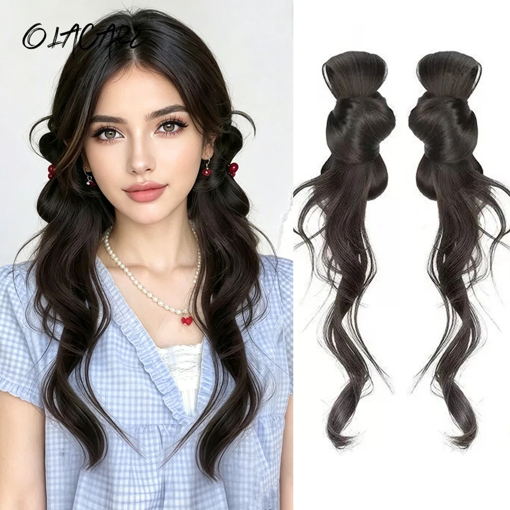 OLACARE Synthetic Wig Claw Clip Natural Wave Ponytail Hairpieces with Hair Ponytail Extensions Wig for Women Daily Use