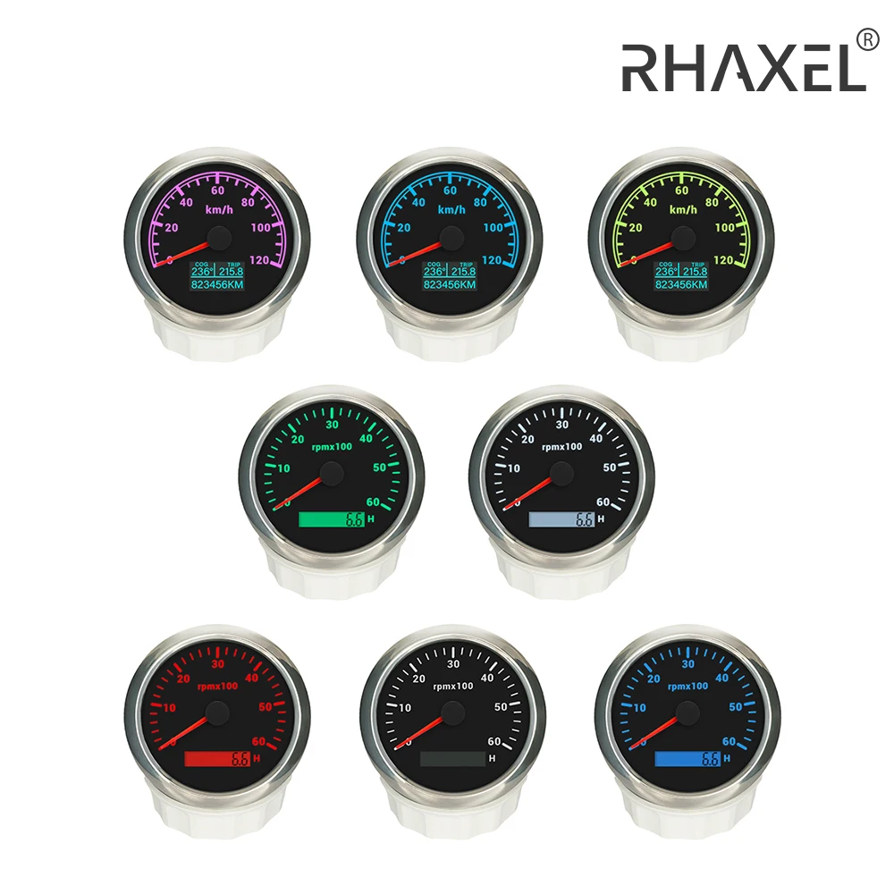 RHAXEL Gauge Kit 85mm Speedometer 200km/h GPS Odometer Tachometer 8000RPM for Auto Motorcycle with Hour Meter Backlight 12V 24V