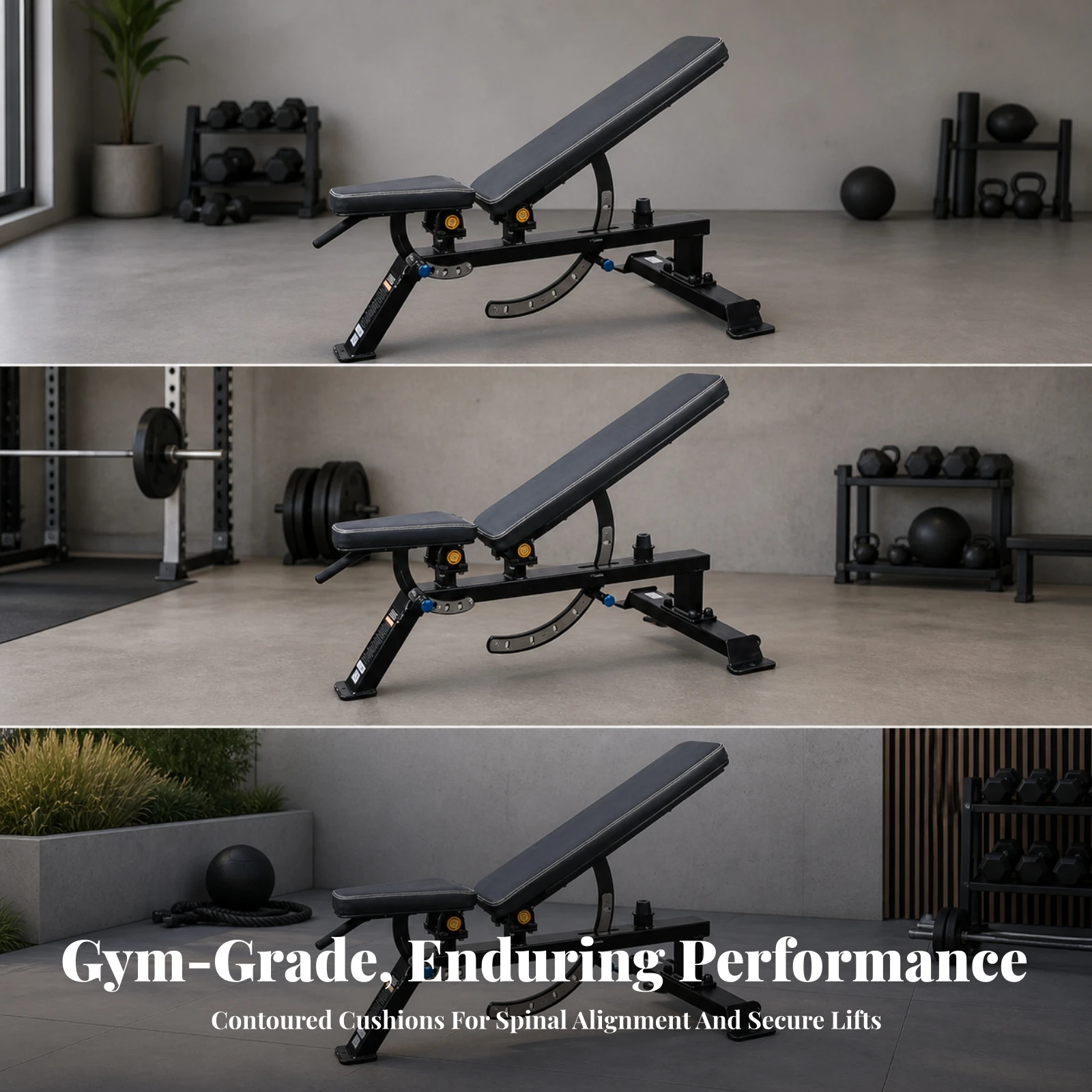 Adjustable Weight Bench Robust Adjustable Workout Bench Non-Slip Portable for Strength Training, Home Gym