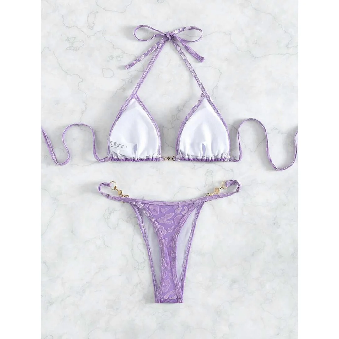 S - XL Leopard Pearl Mini Micro Thong Bikini Damen Badeanzug Frauen Bademode Zweiteiliges Bikini-Set Badeanzug Schwimmanzug V5207B – Detail 30