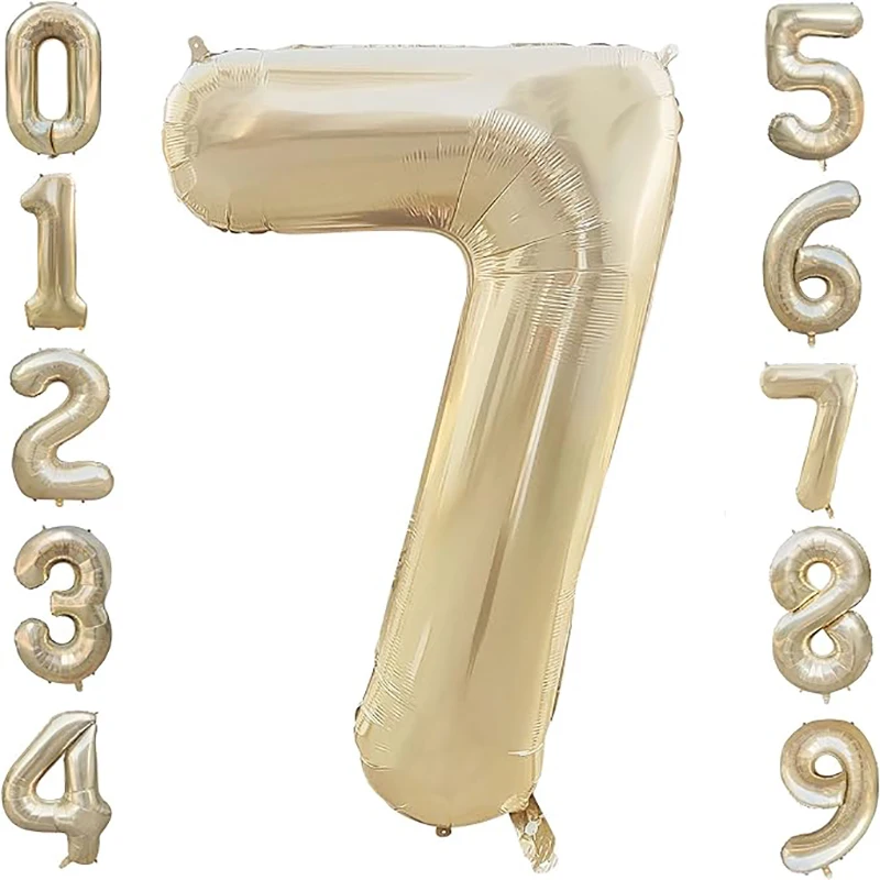 40Inch Number Foil Balloon Light Gold Platinum 0-9 Number Balloons for Happy Birthday Party Wedding Baby Shower Decor Globos