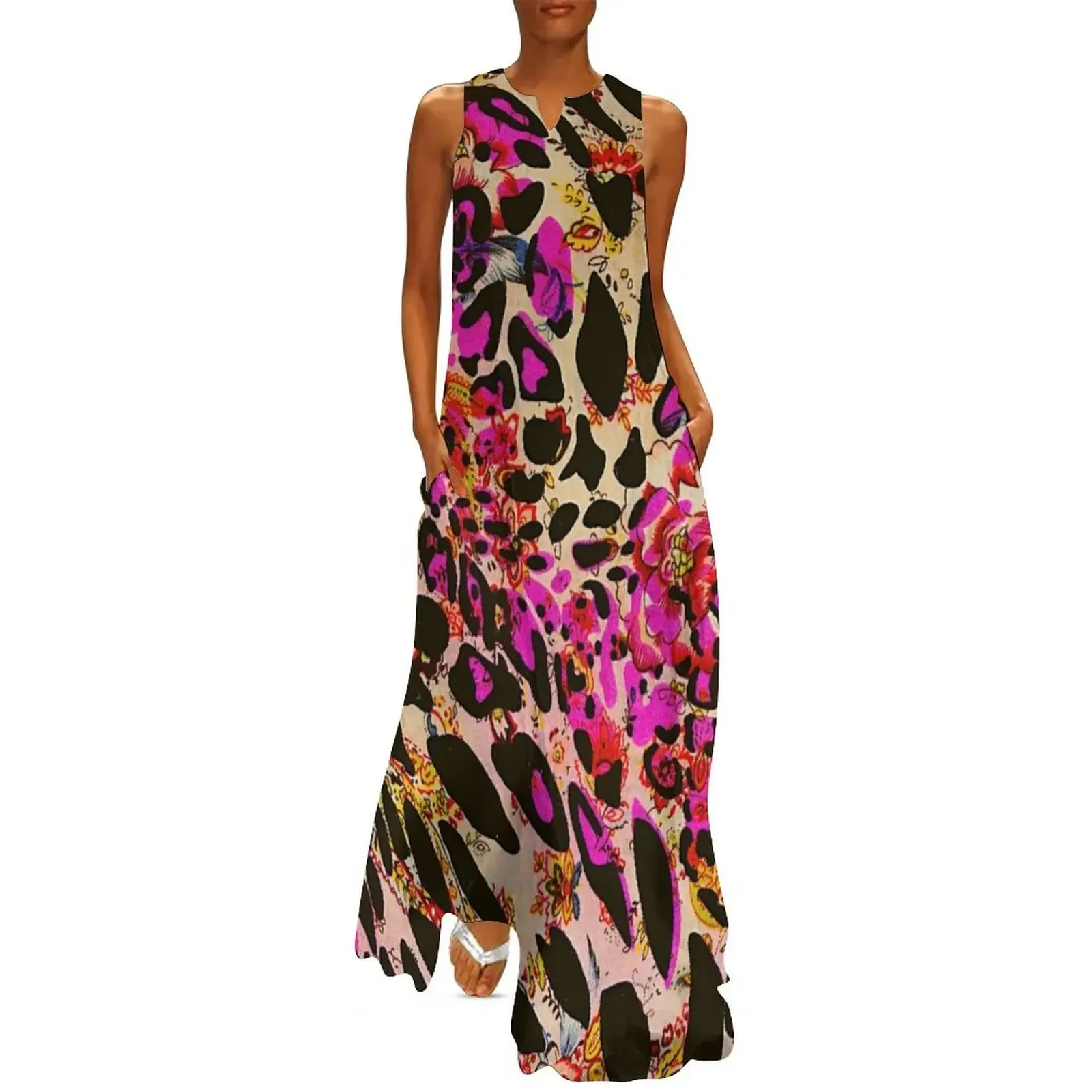 

Vintage Flowers and Paisley Long Dress Women's summer dresses chic and elegant woman dress Dress