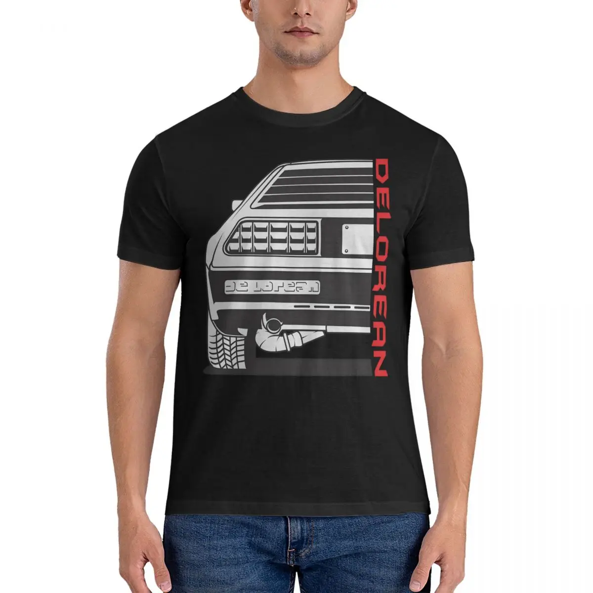 Awesome T-Shirt for Men Delorean Funny 100% Cotton Tee Shirt O Neck Short Sleeve T Shirts Classic Clothes