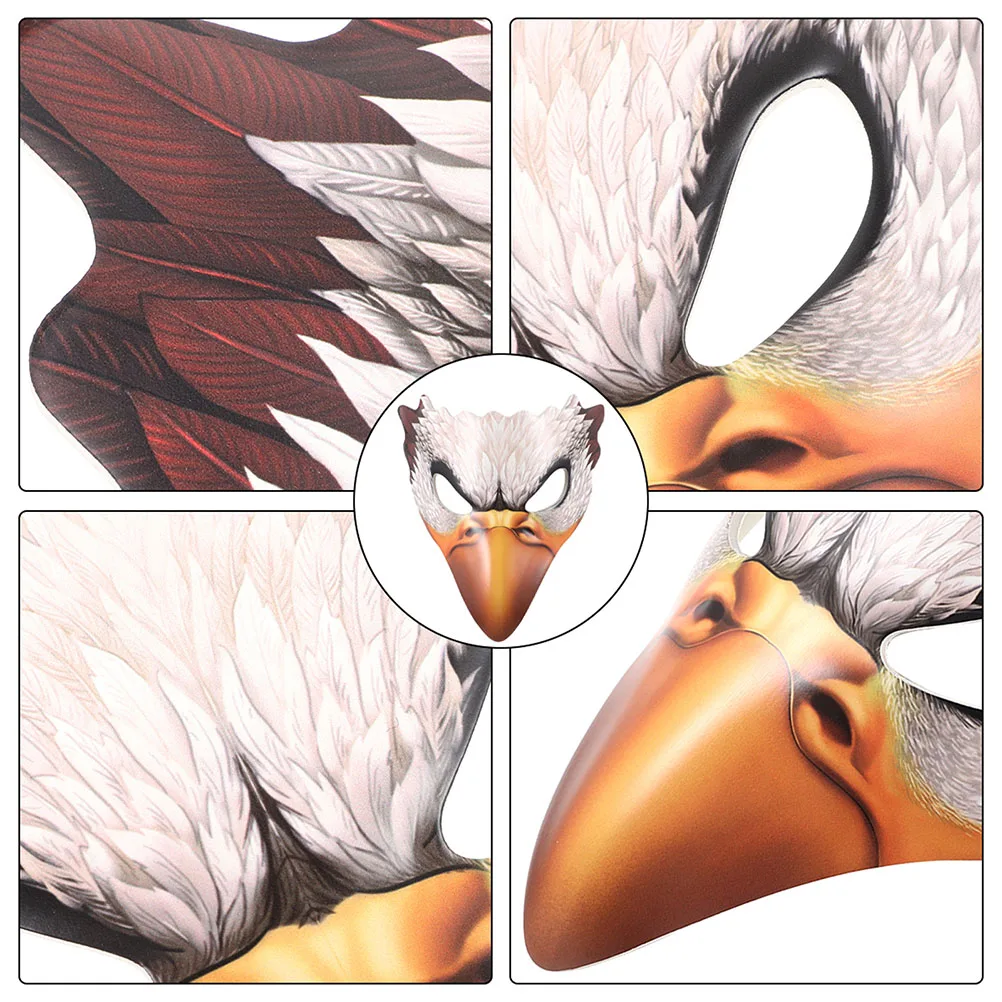 

2 Pcs Animal Mask Reusable Cosplay EVA Decorative Halloween Masquerade Party Bird Shape PU Half Face Carnival