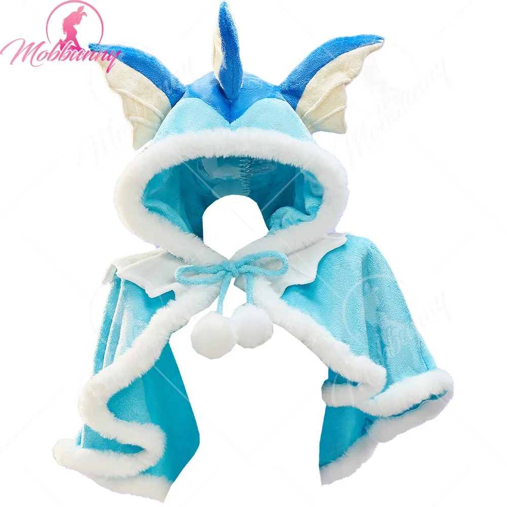 

MOBBUNNY Women PM Derivative Plush Cloak Cute Hooded Cape Kawaii Fluffy Cosplay Costume Blue One Size Halloween Christmas