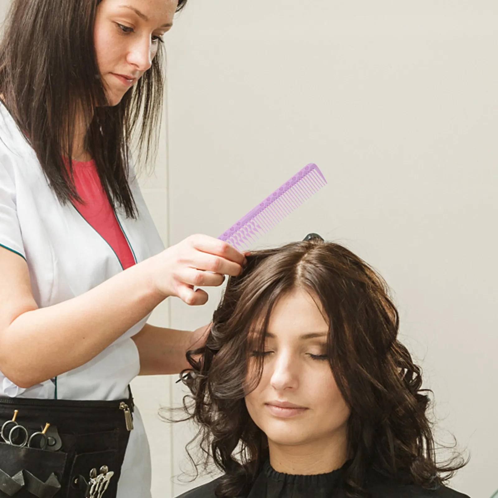 

2Pcs Hairdresser Cutting Combs - Purple White Dual Color Styling Comb for Salon Barber Shop Home Hair Styling Barber Comb