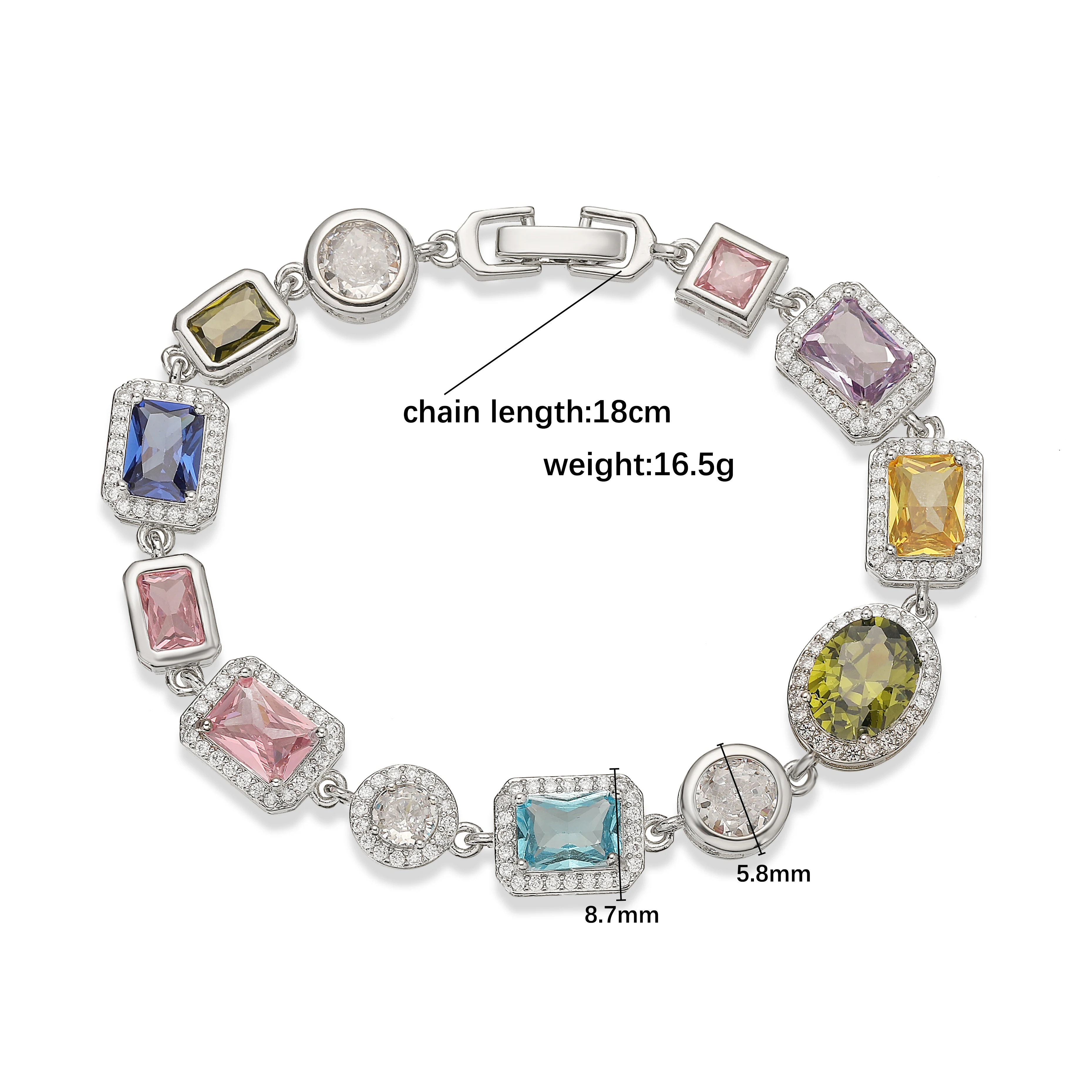 18K Vergoldetes Quadratisches und Rundes Mehrfarbiges Halbedelstein-Mosaik-Design Schmuck Armband/Halskette Unisex-Schmuck – Detail 3