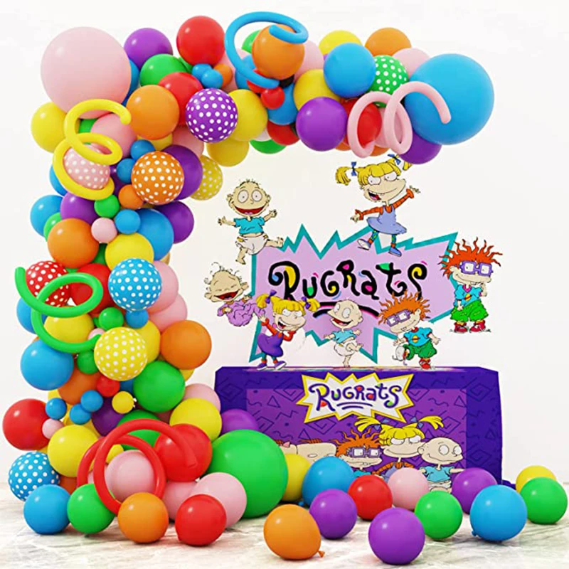 130pcs Rainbow Balloon Arch Kit for Rugrats Theme Birthday Color Party Anniversary Festival Wedding Anniversary Decorations