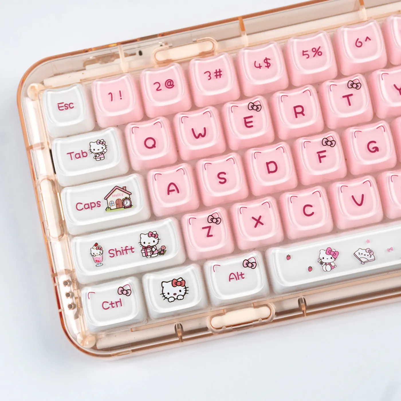 Hello Kitty Sanrio Keycaps Crystal Jelly MAO Highly Compatible with Wooting Mechanical Keyboard