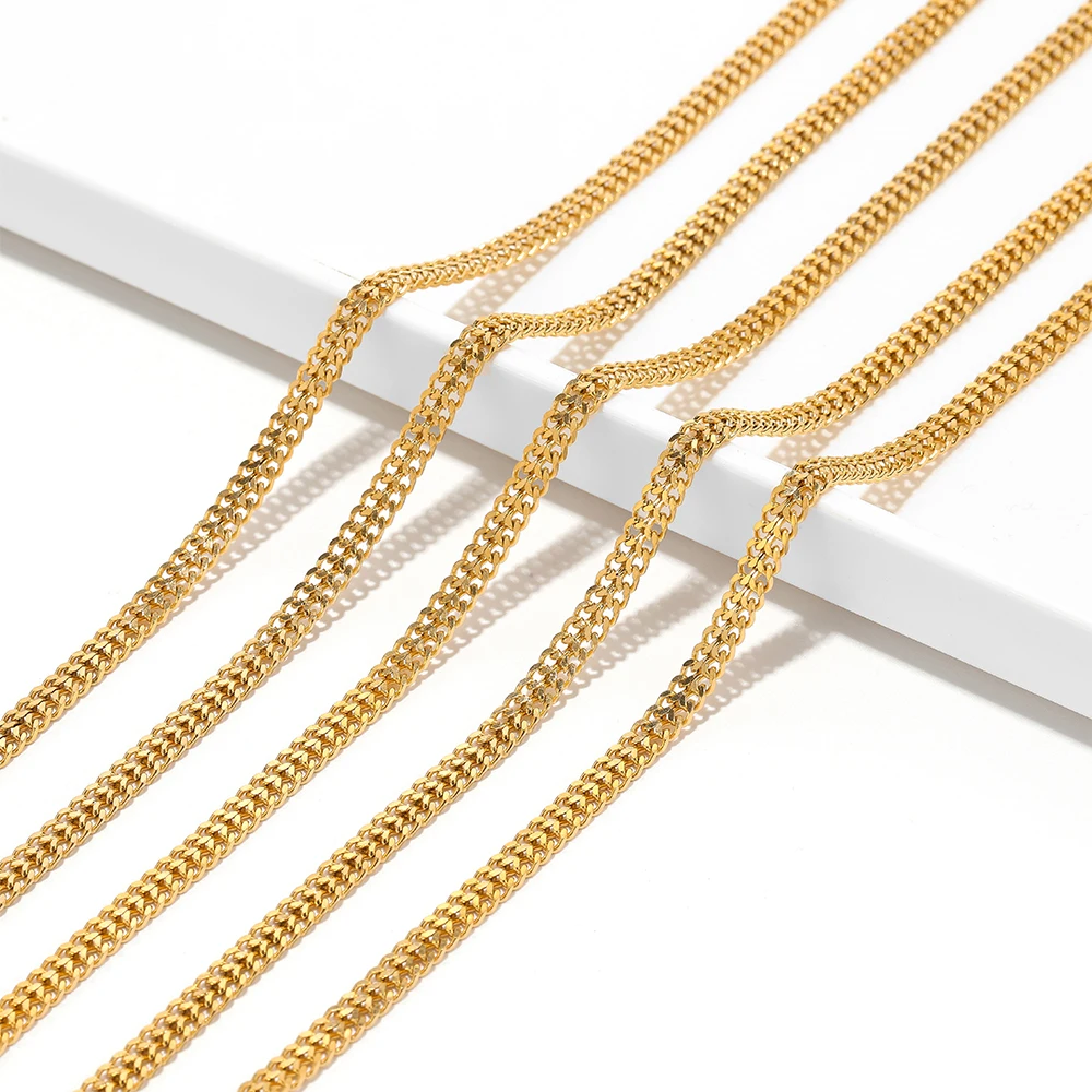 1 Meter Stainless Steel 5mm  Flat Chain Double Layer Chains Necklaces Findings Bracelets Supplies Jewelry Making Accessories