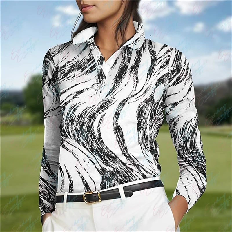 

New Spring Autumn Golf Polo Long Sleeve Shirt Shirt Women's Breathable Quick Dry Moisture Wicking Golf Clothes Tennis Golf