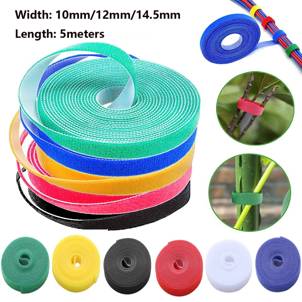 Width 10/12/14.5mm Plant Ties Nylon Plant Bandage Tie Home Garden Plant Shape Tape Hook Loop Bamboo Cane Wrap Support Accessorie