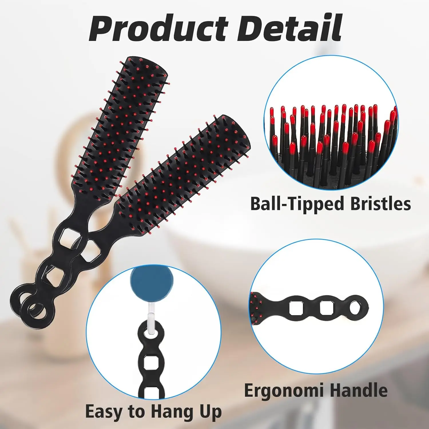 2/3/5 PCS Travel Hair Brush Set Detangling Combs Hairbrushes Supplies for Hotel Charity Shelter Church
