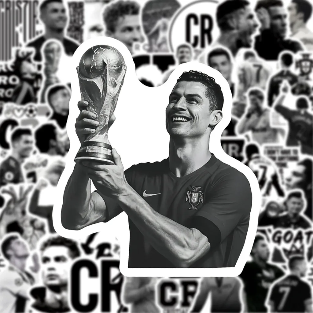 50 قطعة نمط جديد أبيض وأسود كريستيانو رونالدو (CR7) ملصقات نجم كرة القدم بالجملة - شارات الكتابة على الجدران (متجر عوالم الرسوم المتحركة)
