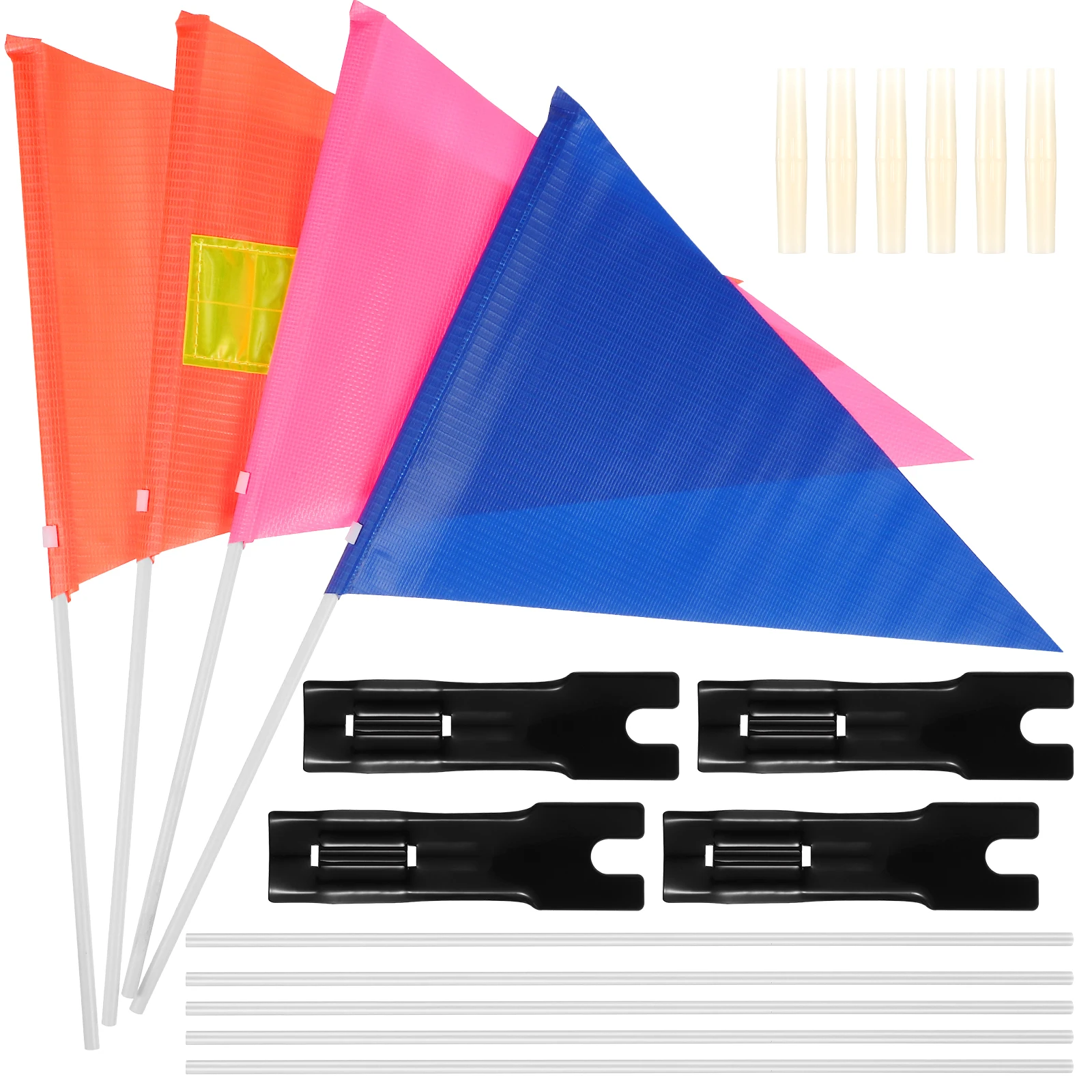 

1 set Safety Flag Kit Fiberglass Plastic Adjustable Poles Rear Axle High Visibility for Kids Adults City