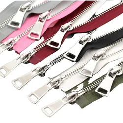 5# 70 80 90 100cm Metal Zipper Red Black White Pink Grey Green Coffee Camel Double Open 2-way Jacket Sewing Accessory Wholesale