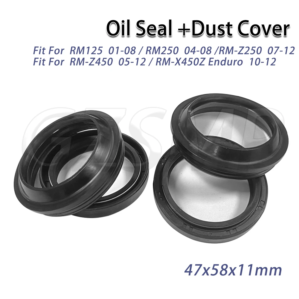 

Front Fork Oil Seal Dust Cover Fit for Suzuki RM125 RM250 RM-Z250 RM-Z450 DR-Z400SM RM RMZ 47x58x11mm