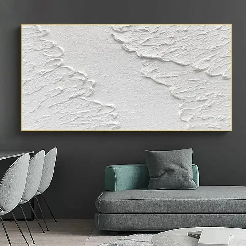 Astratto bianco 3D Texture Art White Canvas Painting poster e stampe White Wall Art Picture Cuadro Home Decoration murale