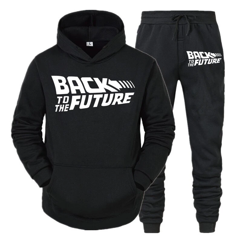 Back To The Future Print Men 2 Piece Set Hoodies Back Arrows Gift Sweatshirts Pant Suit Letter Graphic Hoodie Pant Matching Sets