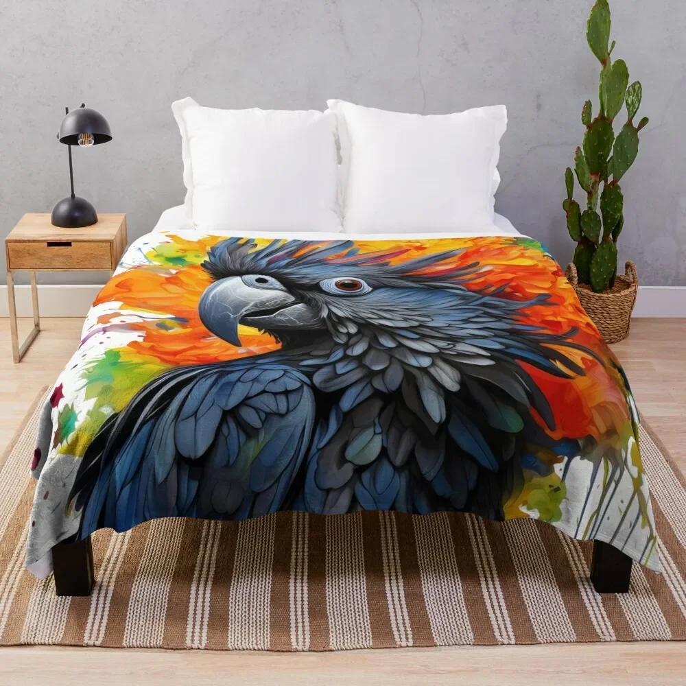 

Black Cockatoo Throw Blanket Summer Cool Breathable Blanket for Sleeping