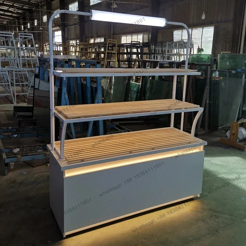 Bread Display High Side Cabinet Cake Shop Baking Fried Goods Drawer Wrought Iron Solid Wood Middle Island Cabinet Model Cabine