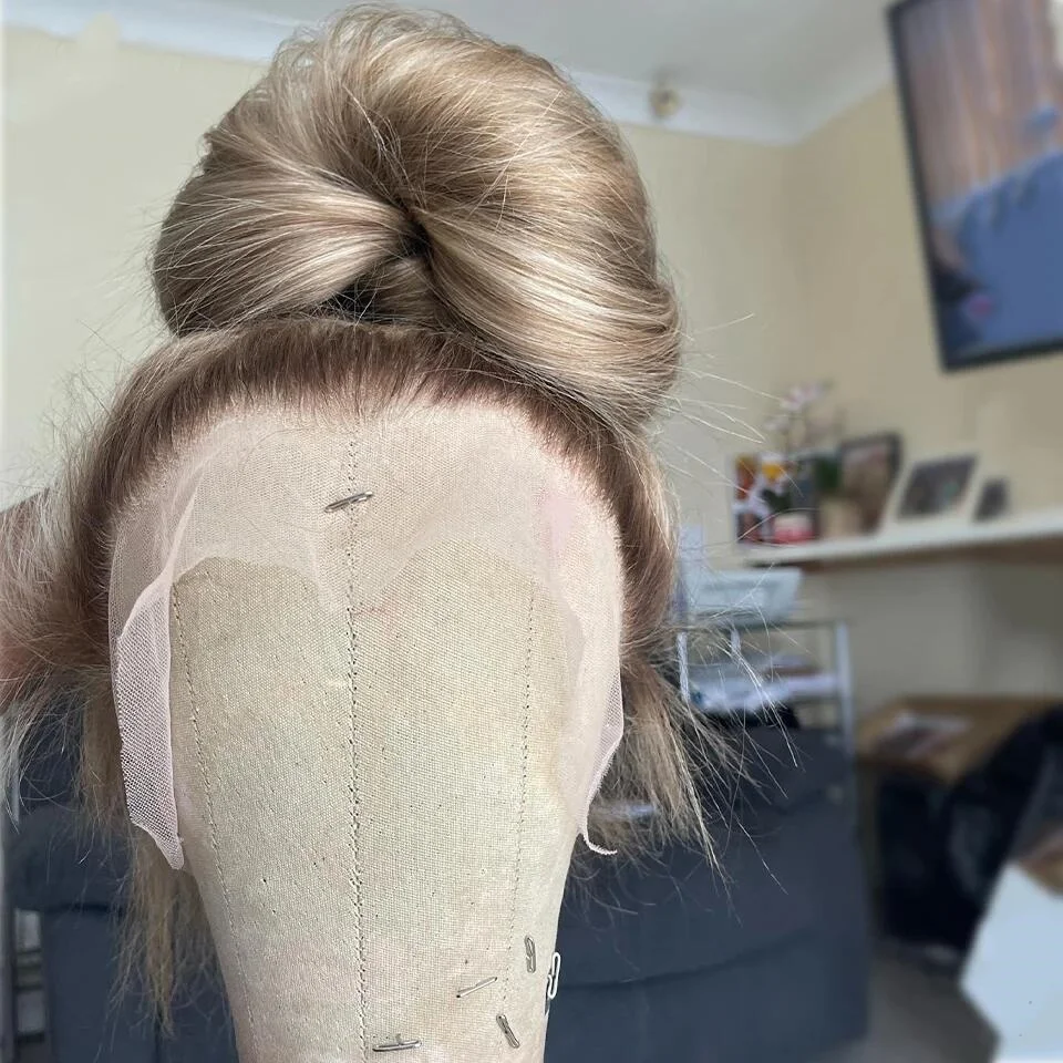 Soft highlight Blond Straight Hair 150 density and 13×4 100%human hair wig lace front wig, with baby hair pre plucked view 2