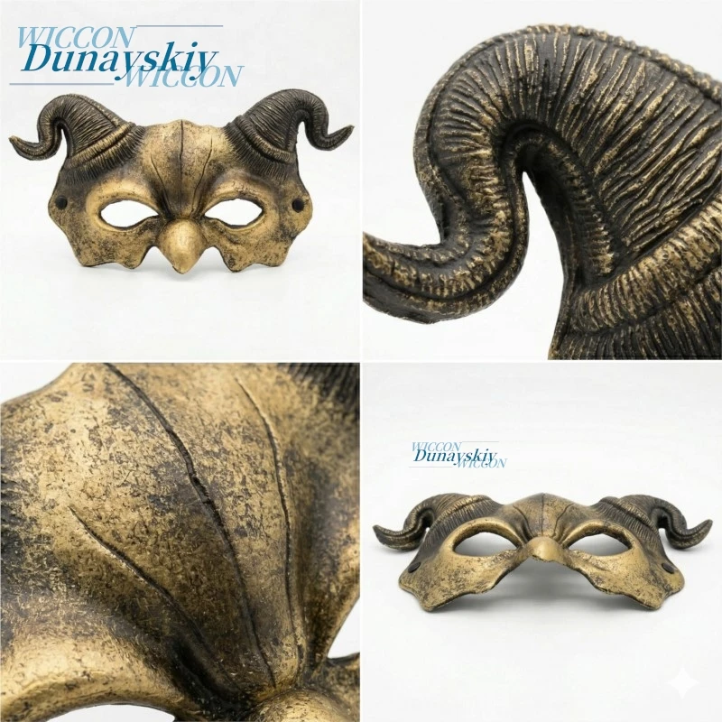 Medieval Renaissance Horn Mask Halloween Cos Mask Easter Carnival PU Foam Demon Mask Role Play Props Accessories