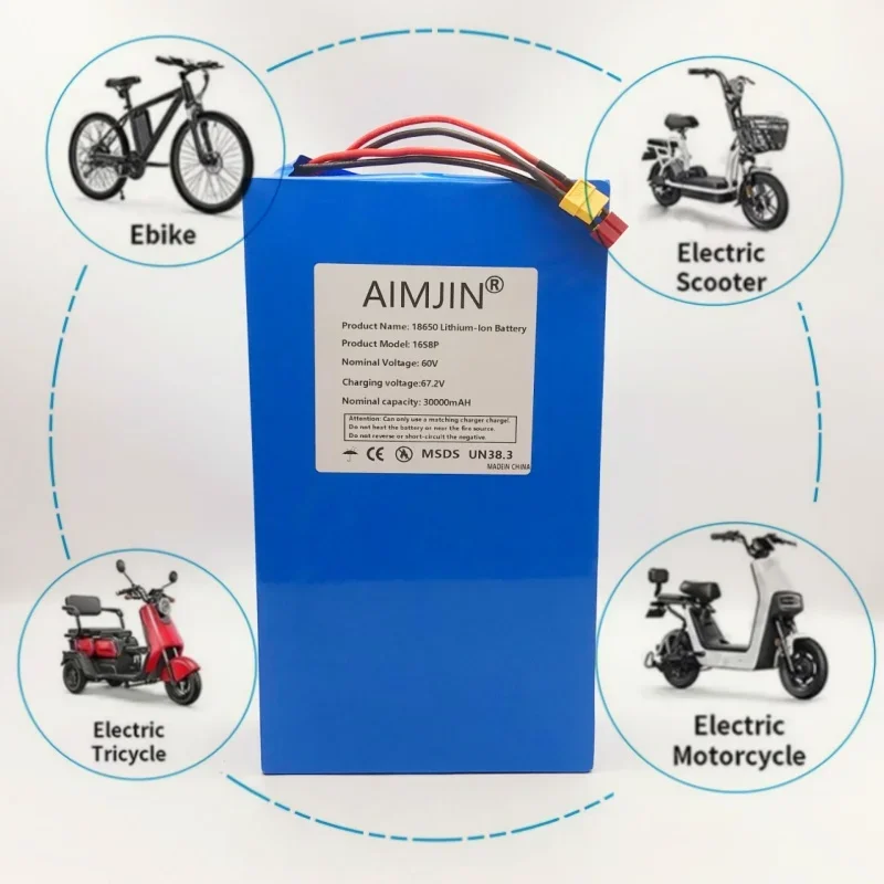 AIMJIN 60V 30Ah 16S8P 18650 lithium battery pack, advantageous battery 3000W high-power rechargeable battery