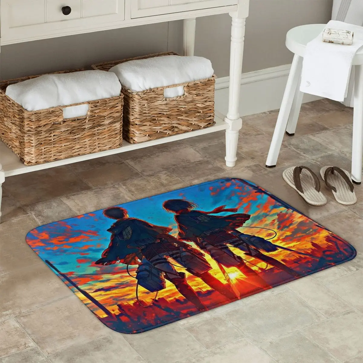 

Атака Титанов, японский противоскользящий коврик с героями мультфильмов, напольный коврик, ковер для кухни, входа, дома, ванной комнаты, гостиной, коврик для ног