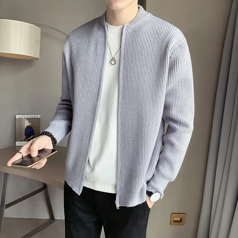 

New Fall Winter Cardigan Men Sweater Jackets Coats Fashion Knitted Cardigan Slim Fit Zipper Sweaters Coat Mens Clothing 2023