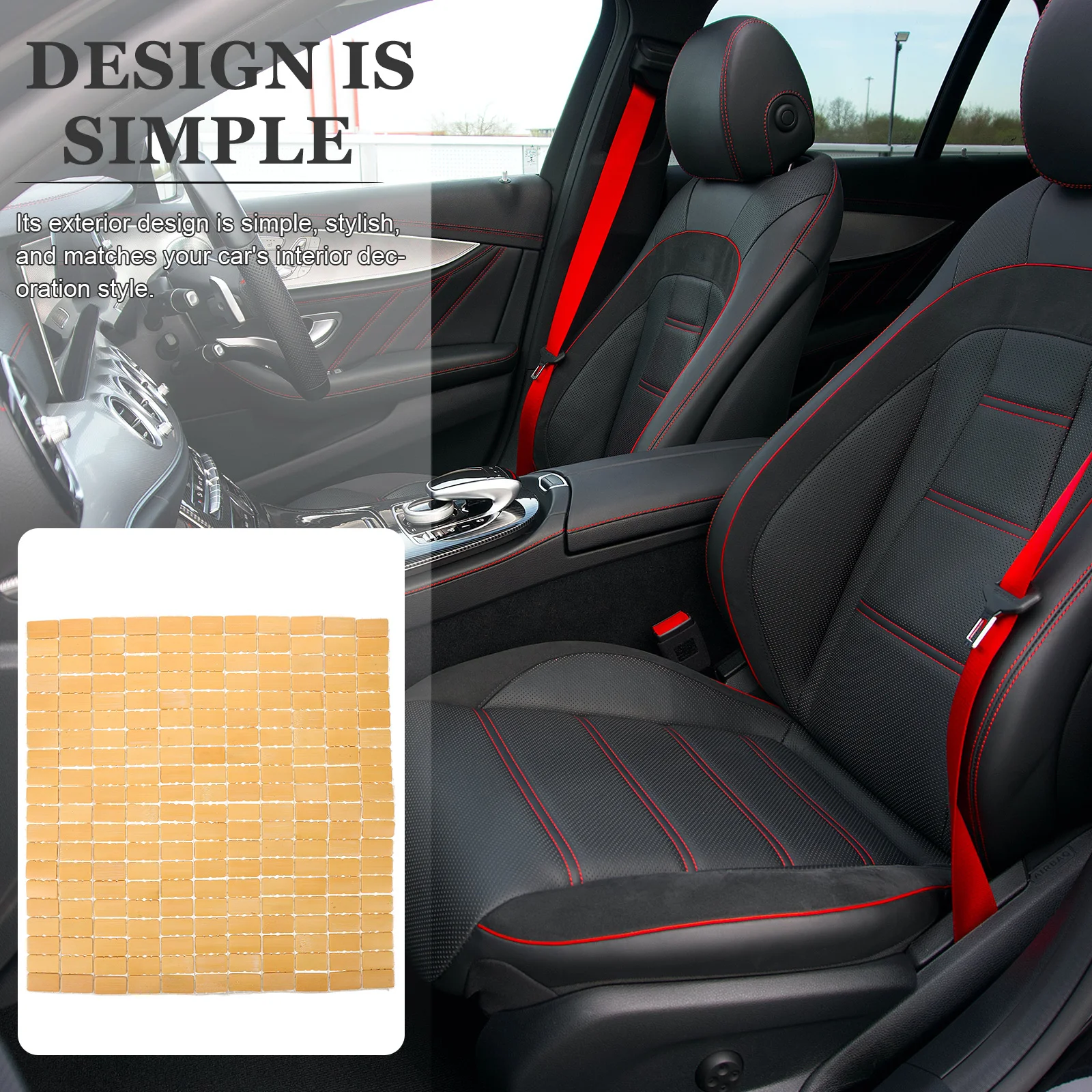 

Summer Cool Bamboo Seat Cushion Breathable Chair Pad for Car Driving Office Home Comfort Long Sitting Support Small Seat Cushion